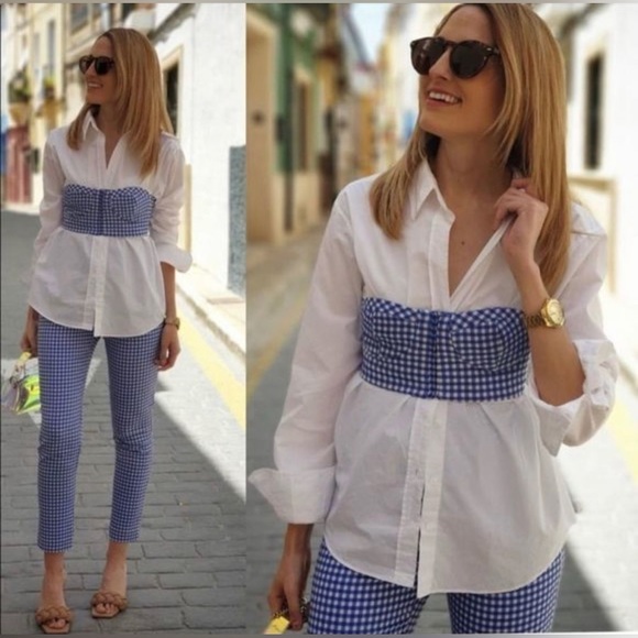 NWT ZARA GINGHAM BLUE WHITE
CROP TOP and pants set SUMMER XL - Picture 6 of 14